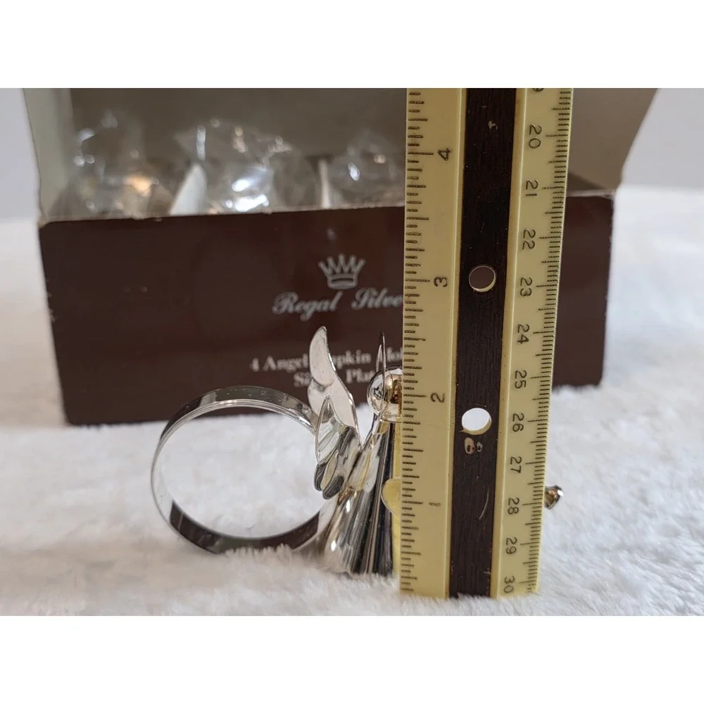 Set Of 4 Vintage Regal Silver Angel Napkin Holders‎ Rings Silver-Plated 1985